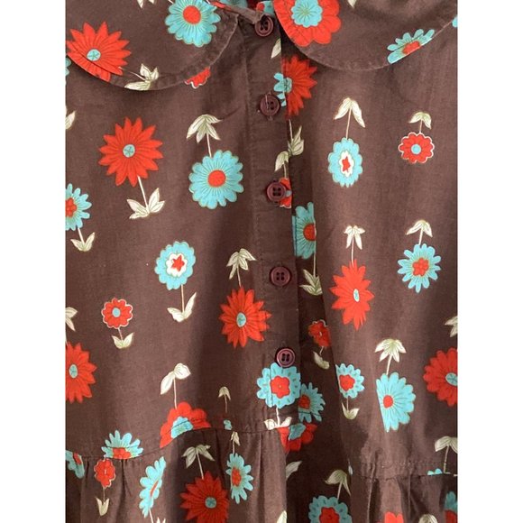 Cato Woman Top Peplum Brown Floral Pull Over Button Front 18/20W - Picture 5 of 10